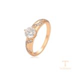 انگشتر ژوپینگ رنگ طلایی طرح طلا ۱۸ عیار نگین‌دار کد X000722062
