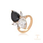 انگشتر ژوپینگ رنگ طلایی طرح طلا ۱۸ عیار نگین‌دار کد X000758738