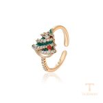 انگشتر ژوپینگ رنگ طلایی طرح طلا ۱۸ عیار نگین‌دار کد X001033777