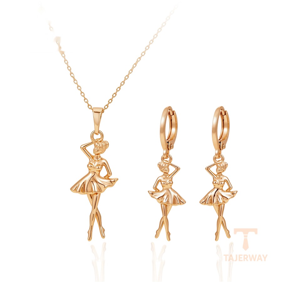 ست ژوپینگ رنگ طلایی طرح طلا ۱۸ عیار بدون نگین کد 14SET25124