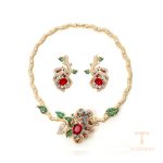 ست ژوپینگ رنگ طلایی طرح طلا ۱۸ عیار نگین‌دار کد 4-set