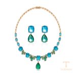 ست ژوپینگ رنگ طلایی طرح طلا ۱۸ عیار نگین‌دار کد 6-set