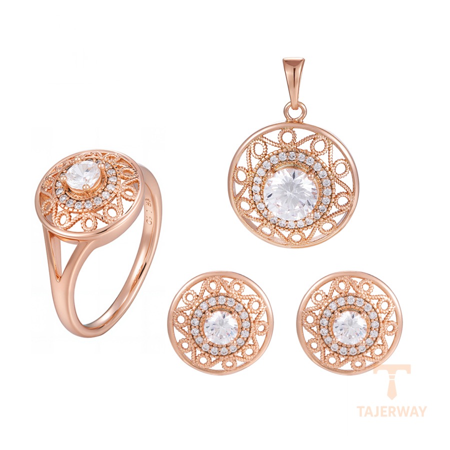 ست ژوپینگ رنگ طلایی طرح طلا نگین‌دار کد 62412-A1