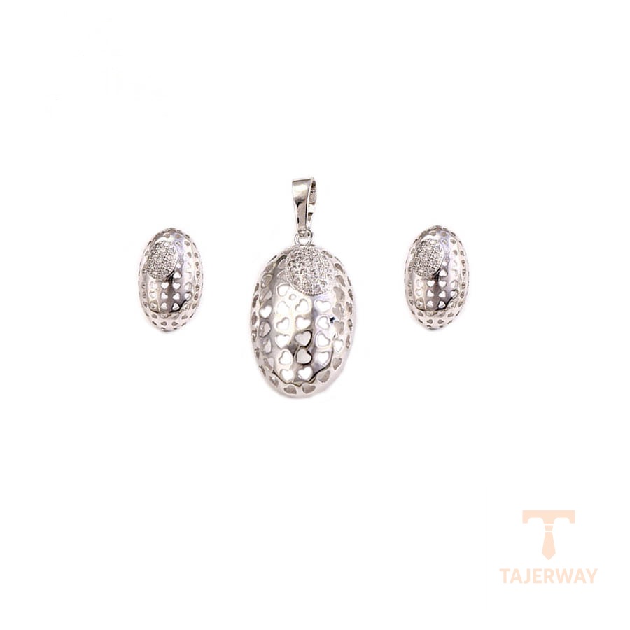 ست ژوپینگ طلای سفید (رادیوم) نگین‌دار کد 62615