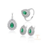 ست ژوپینگ طلای سفید (رادیوم) نگین‌دار کد 63882-A14