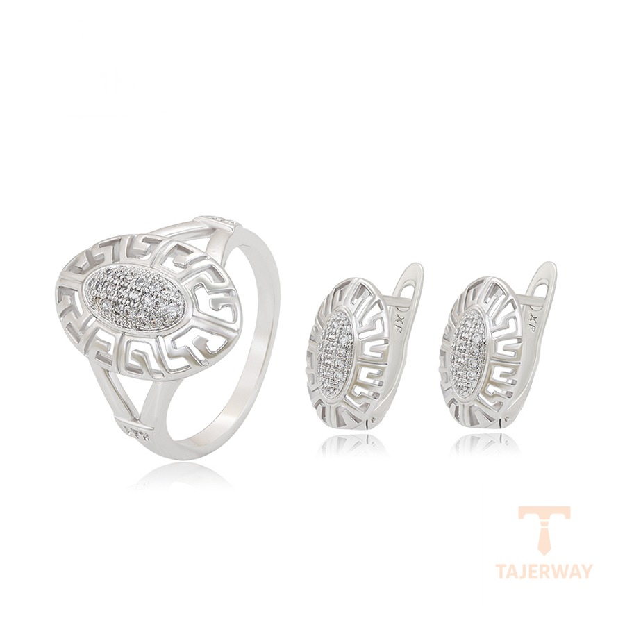 ست ژوپینگ طلای سفید (رادیوم) نگین‌دار کد 64962