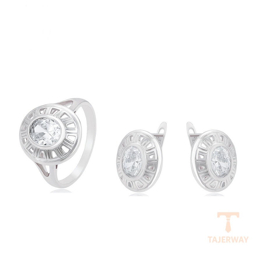 ست ژوپینگ طلای سفید (رادیوم) نگین‌دار کد 65020