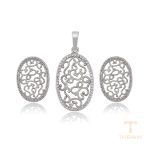ست ژوپینگ طلای سفید (رادیوم) نگین‌دار کد A00689456
