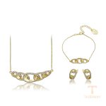 ست ژوپینگ رنگ طلایی طرح طلا ۱۴ عیار نگین‌دار کد S00141462