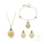 ست ژوپینگ رنگ طلایی طرح طلا ۱۴ عیار نگین‌دار کد T000729177