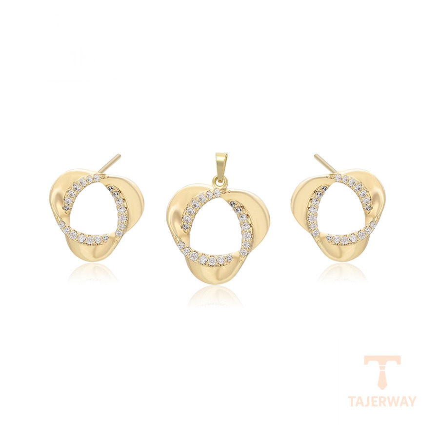 ست ژوپینگ رنگ طلایی طرح طلا ۱۴ عیار نگین‌دار کد X001006519