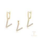 ست ژوپینگ رنگ طلایی طرح طلا ۱۴ عیار نگین‌دار کد X001051719