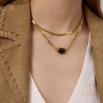 گردنبند استیل ضدزنگ ابکاری طلای ۱۸ عیار برند J&D