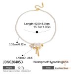 گردنبند آویزدار پروانه و مروارید تزئینی با آبکاری طلای ۱۸ عیار استیل ضدزنگ J&D - تصویر 7