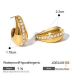 گوشواره اشکی استیل ضدزنگ با آبکاری طلای ۱۸ عیار و طرح هندسی زنانه J&D - تصویر 7