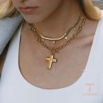گردنبند استیل ضدزنگ ابکاری طلای ۱۸ عیار برند J&D