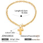گردنبند آویزدار صلیب استیل ضدزنگ آبکاری طلای ۱۸ عیار J&D - تصویر 7