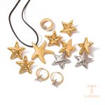 تصویر محصول گوشواره ستاره ابکاری طلای ۱۸ عیار نگین‌دار برند J&D