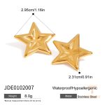 گوشواره استیل ضدزنگ و نگین کریستالی ستاره با آبکاری طلای ۱۸ عیار J&D - تصویر 7