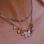 گردنبند استیل ضدزنگ ابکاری طلای ۱۸ عیار نگین‌دار برند J&D