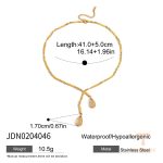 گردنبند آویزدار نگین شیشه‌ای سبز زنانه با زنجیر کابلی استیل ضدزنگ ۱۸ عیار J&D - تصویر 7