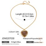 گردنبند آویزدار طرح قلب با لعاب‌دار پلنگی استیل ضدزنگ طلای ۱۸ عیار J&D - تصویر 7