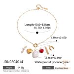 گردنبند پلاک‌دار طرح قلبی و مروارید با آبکاری طلای ۱۸ عیار J&D - تصویر 7