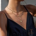 گردنبند استیل ضدزنگ ابکاری طلای ۱۸ عیار نگین‌دار برند J&D