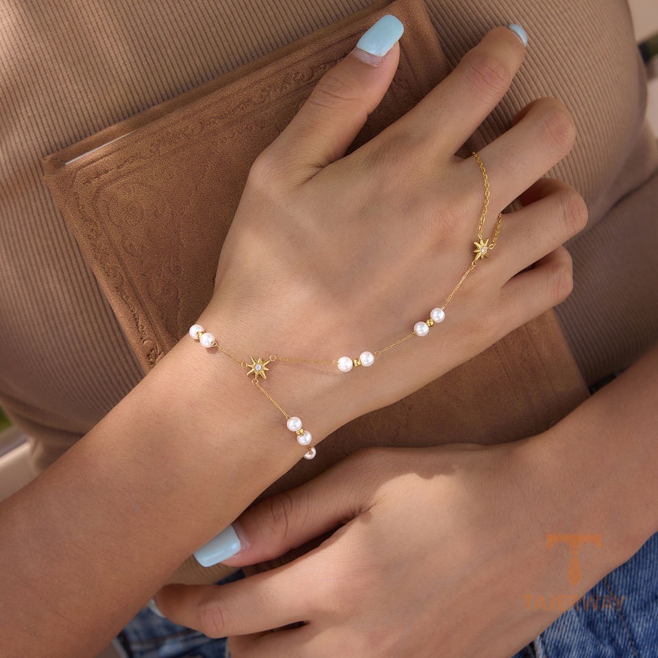 النگو استیل ضدزنگ آبکاری طلای ۲۴ عیار نگین‌دار برند J&D