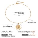 گردنبند پلاک‌دار خورشید با زنجیر طنابی و آبکاری طلای ۱۸ عیار J&D - تصویر 7