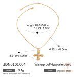 گردنبند آویزدار صلیب گل و نگین زیرکن سفید با آبکاری طلای ۱۸ عیار J&D - تصویر 7