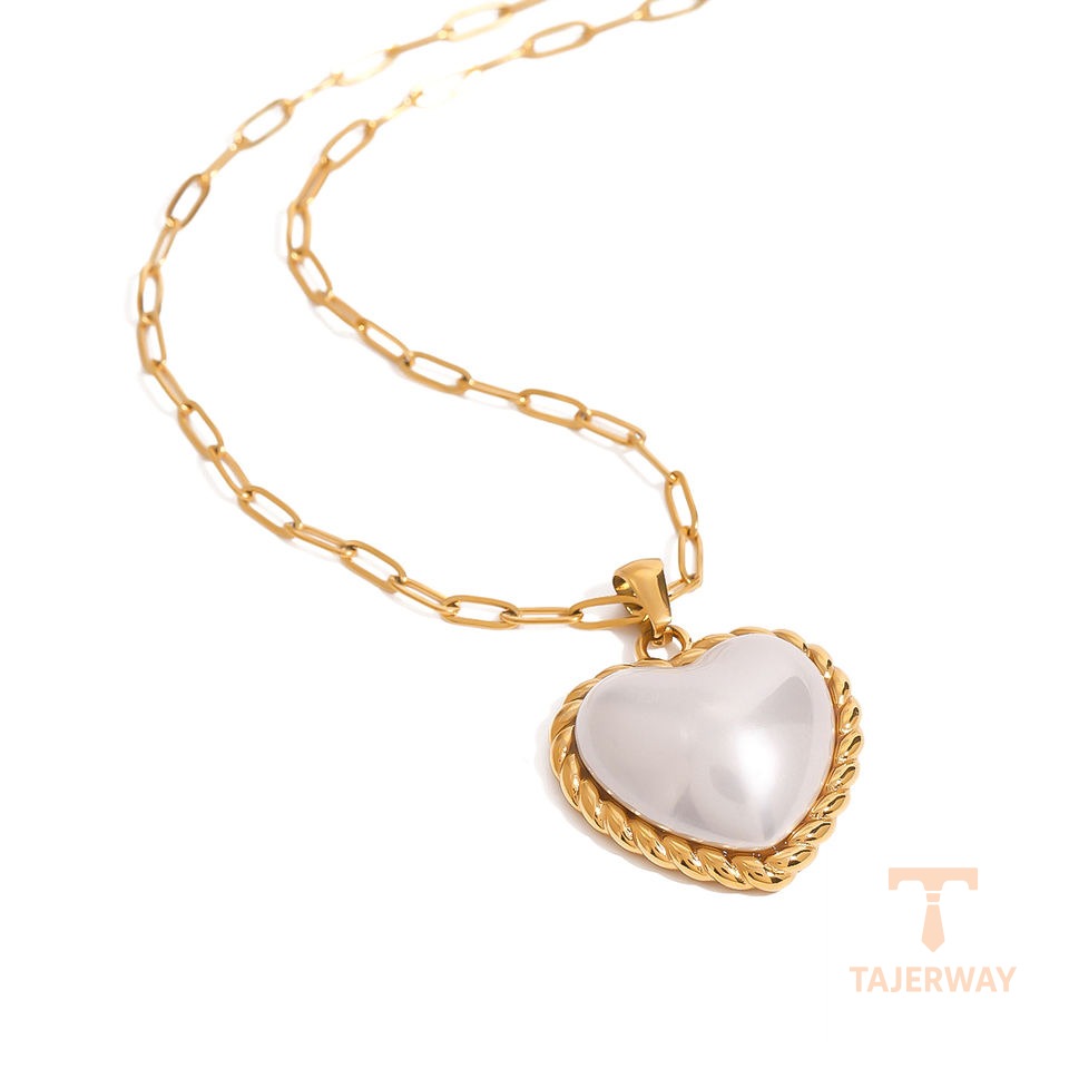 گردنبند استیل ضدزنگ ابکاری طلای ۱۸ عیار نگین‌دار برند J&D