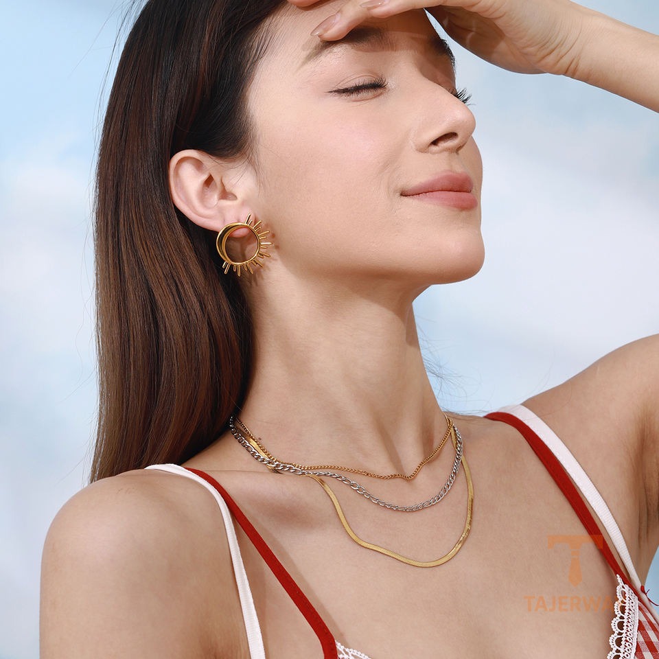 زاویه دیگر گردنبند استیل ضدزنگ آبکاری طلای ۱۸ عیار برند J&D