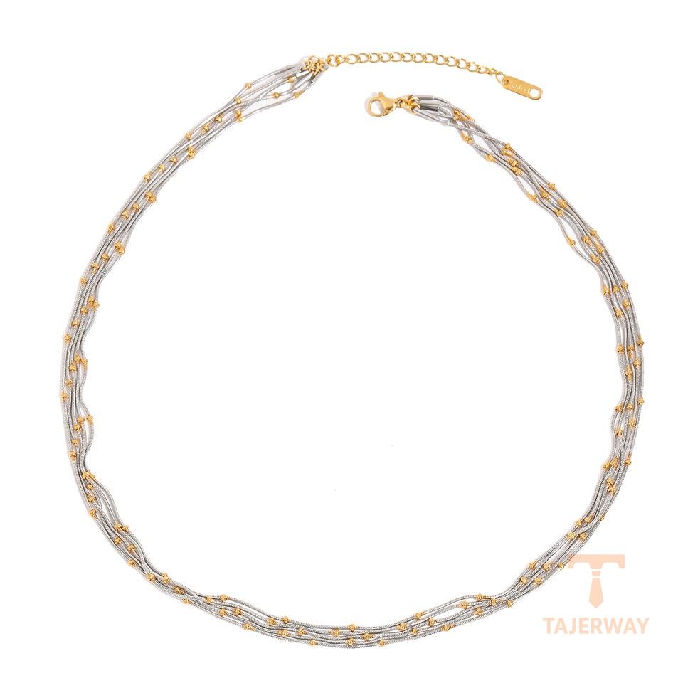 گردنبند استیل ضدزنگ آبکاری طلای ۱۸ عیار برند J&D