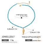 گردنبند آویزدار زنجیر مهره‌ای با سنگ طبیعی و طرح خورشید با آبکاری طلای ۱۸ عیار J&D - تصویر 10