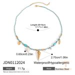 گردنبند آویزدار زنجیر مهره‌ای با سنگ طبیعی و طرح خورشید با آبکاری طلای ۱۸ عیار J&D - تصویر 13