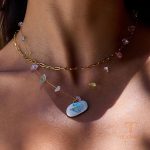 گردنبند استیل ۳۰۴ (304) ابکاری طلای ۱۸ عیار نگین‌دار برند J&D