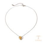 گردنبند استیل ضدزنگ ابکاری طلای ۱۸ عیار نگین‌دار برند J&D