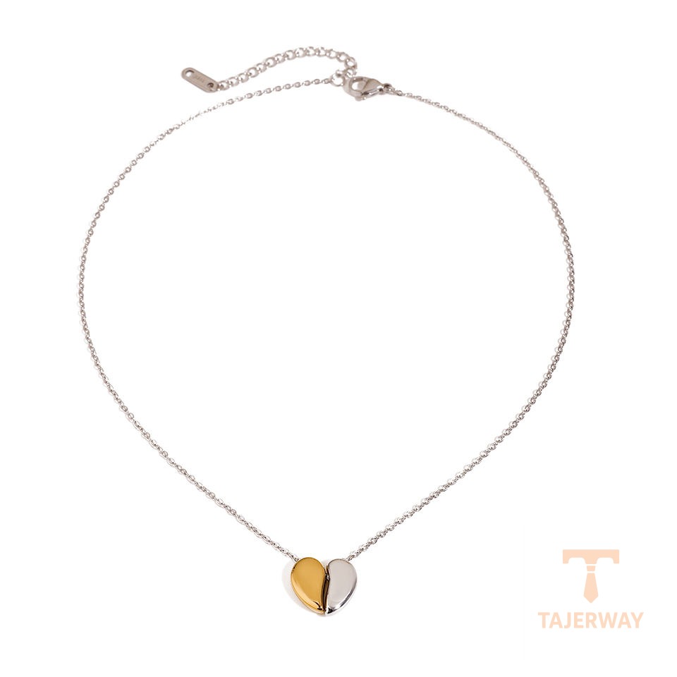 گردنبند استیل ضدزنگ ابکاری طلای ۱۸ عیار نگین‌دار برند J&D