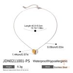 گردنبند زنجیر ماری مهره‌ای دو رنگ طرح قلب با آبکاری طلای ۱۸ عیار و استیل ضدزنگ J&D - تصویر 7