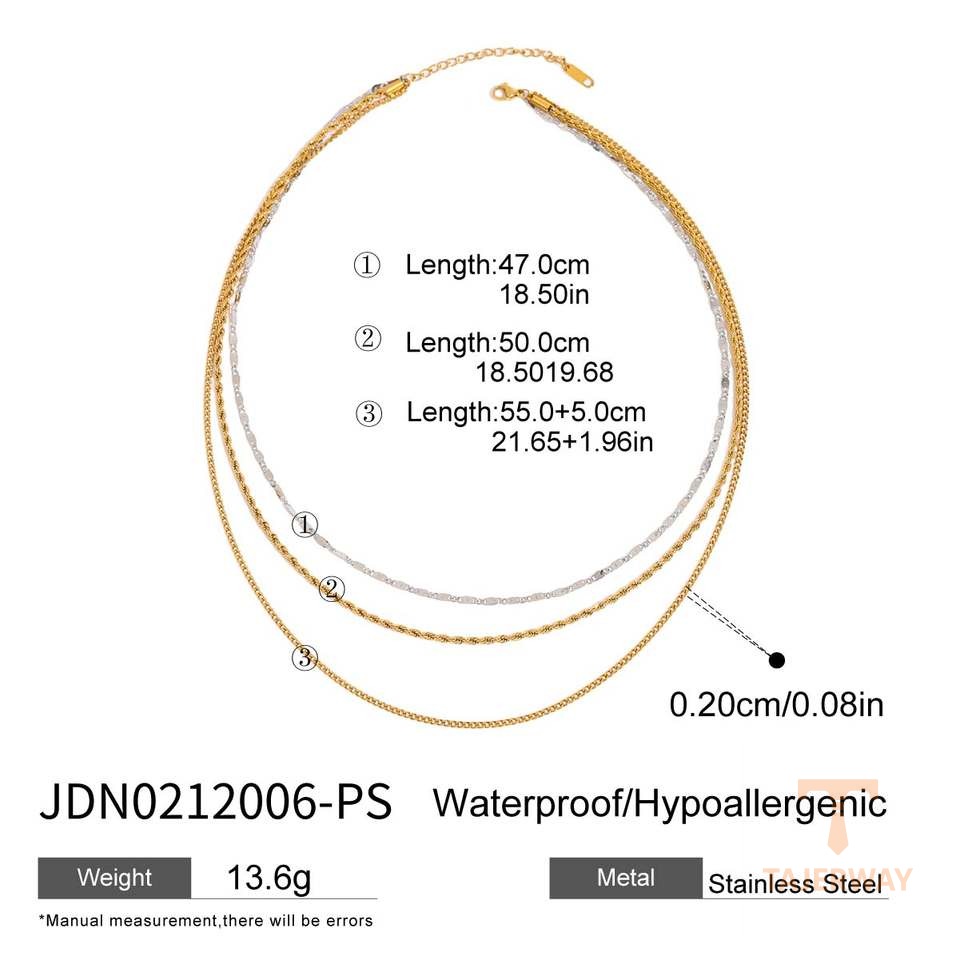 نمای نزدیک گردنبند آبکاری طلای ۱۸ عیار برند J&D