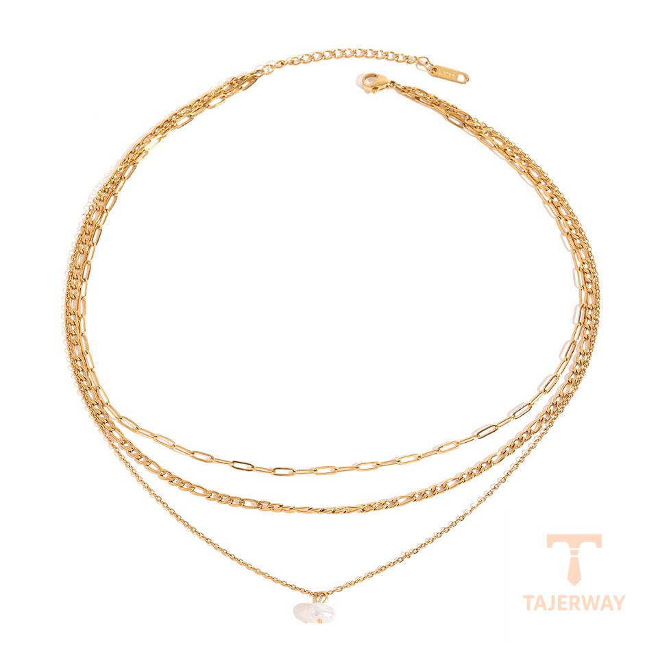 گردنبند استیل ضدزنگ آبکاری طلای ۱۸ عیار برند J&D