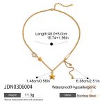 گردنبند پلاک‌دار ستاره و نگین کریستالی و مروارید آکریلیک با آبکاری طلای ۱۸ عیار J&D - تصویر 7
