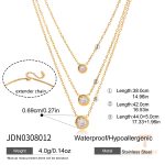 گردنبند زنجیری استیل ضدزنگ با آبکاری طلای ۱۸ عیار و پلاک نگین اتمی گرد کلاسیک J&D - تصویر 7