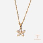 گردنبند استیل ضدزنگ ابکاری طلای ۱۸ عیار نگین‌دار برند J&D