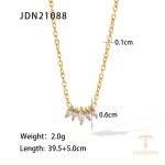 گردنبند ظریف با نگین زیرکن از استیل ضدزنگ با آبکاری طلای ۱۸ عیار برند J&D - تصویر 7