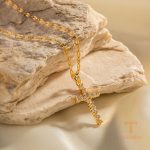 جزییات زنجیر و قفل گردنبند ابکاری طلای ۱۸ عیار طول 18 اینچ(45.72 سانتی‌متر)