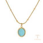 گردنبند استیل ضدزنگ ابکاری طلای ۱۸ عیار نگین‌دار برند J&D