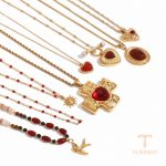 گردنبند استیل ضدزنگ ابکاری طلای ۱۸ عیار نگین‌دار برند J&D