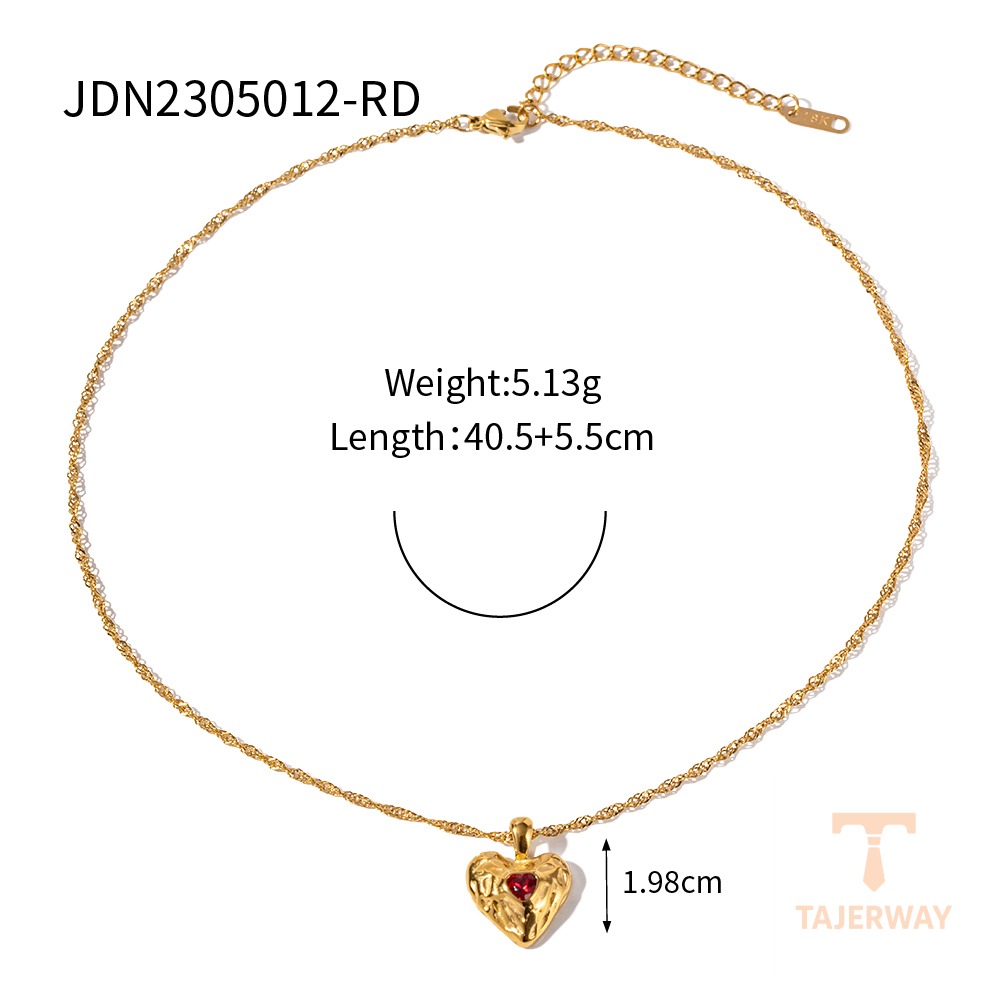 گردنبند پلاکدار نگین اتمی زیرکن و زنجیر کابلی آبکاری طلای ۱۸ عیار J&D - تصویر 8